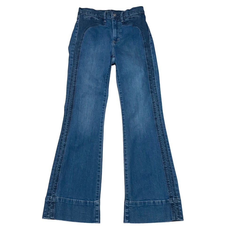 Gap Women's 27/4 '70s Flare High Rise Jeans Medium Indigo Side Panel